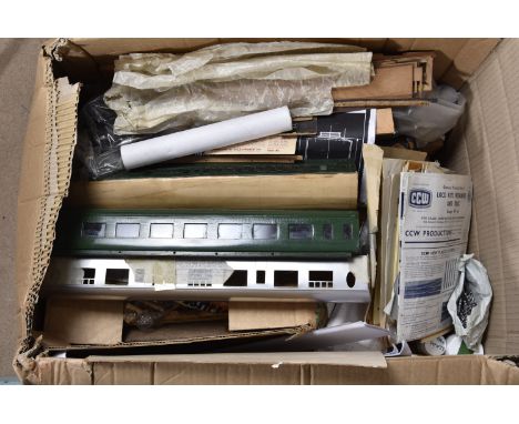 A Large Conglomeration of 'scale' 0 Gauge Coach Kit bodies and other components by CCW and others, including several part-mad