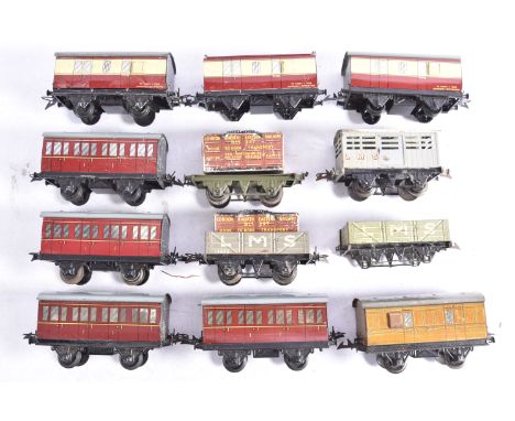 Hornby 0 Gauge Boxed and Unboxed Rolling Stock, including No 2 LMS brake/3rd suburban coach, VG, box VG, yellow/blue snowplou
