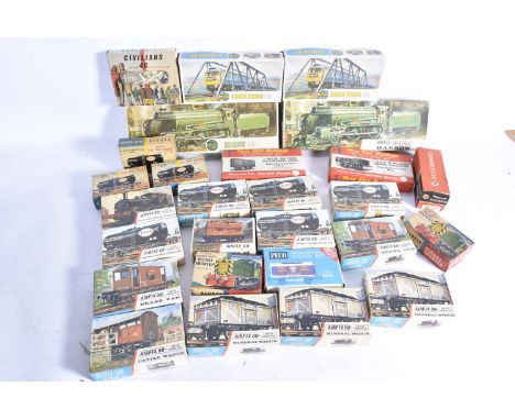 Airfix and other makers 00 Gauge Railway Kits, Airfix Harrow (2, one started with Wilro metal chassis, Romford metal Driving 