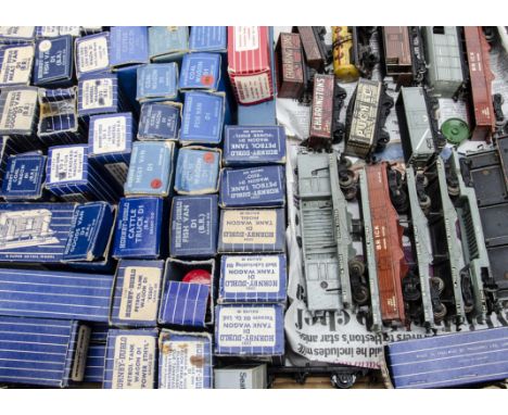 Hornby-Dublo and some Trix 00 Gauge boxed and unboxed 3-Rail pre-Nationalisation and BR wagons,   boxed including six Tank wa