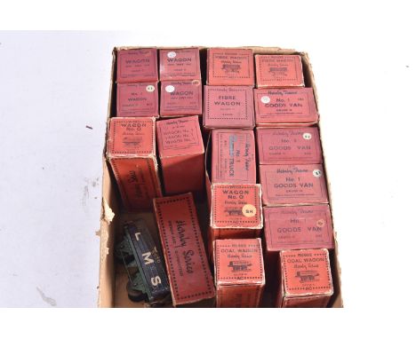Boxed Hornby 0 Gauge Goods Wagons, including pre-war 'Meccano' red coal wagons (2), lithographed SR No 0 wagon, black/green L