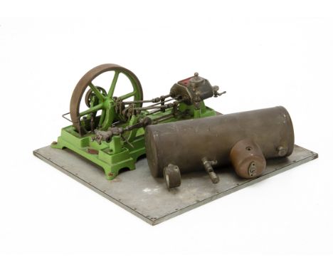A partially-dismantled Duplex-cylindered Live Steam Stationary Engine by Doll &amp; Co, the engine unit essentially complete 