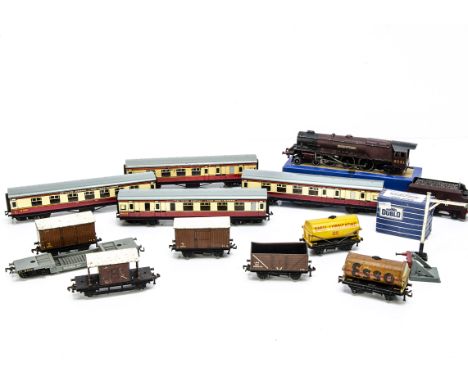 Hornby-Dublo 00 Gauge 3-Rail Locomotives Coaches Goods Rolling stock Track and Controllers, comprising LMS maroon 'Duchess of
