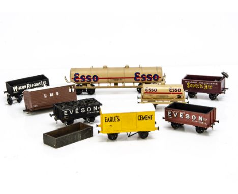 Replica/Restored/Repainted Leeds and other 0 Gauge Freight Stock, including bogie and 4-wheeled buff Esso tank wagons, yellow