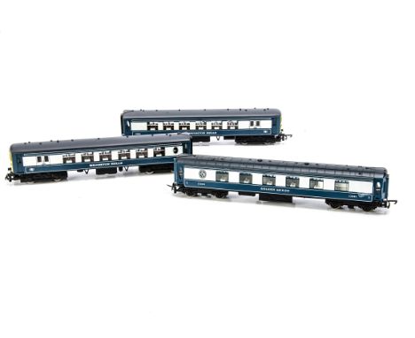 Unboxed Wrenn 00 Gauge 2-Car blue/grey Brighton Belle, Power Car S290S, one coupling hook bent, Trailer S291S, both coupling 