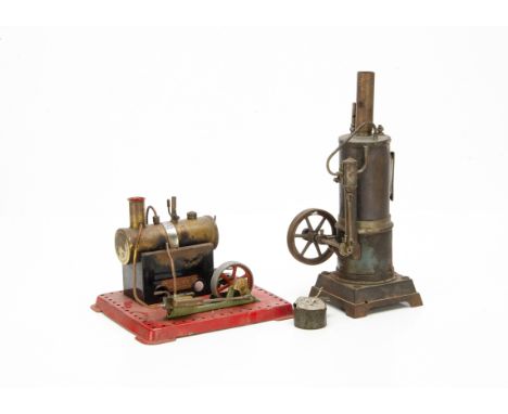 A German-made Vertical Live Steam Engine and Mamod SE1 Engine, the vertical engine with single cylinder and piston valve, the
