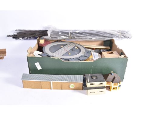 Large quantity of 00 Gauge Buildings including Factory and Kitbuilt various accessories  Hornby  track points and point motor