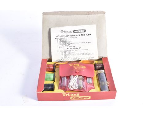 Tri-ang 00 Gauge R 298 Home Maintenance Set, comprising RT 209 Tool Kit, 4 Drums of wire, packet of track pins and plastic tu