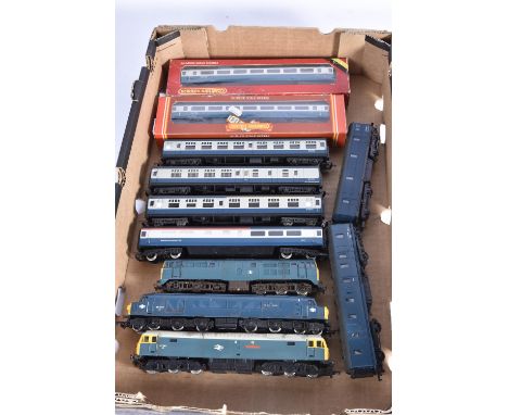 00 Gauge unboxed BR blue Diesels and blue/grey coaches by Hornby Mainline Airfix and Lima, Hornby Class 47 581 'Great Escape'