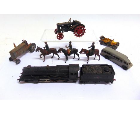 ASSORTED TOYS  comprising a Britains Fordson tractor, with spudded wheels, repainted; Hornby Dublo No.2221, refinished as B.R