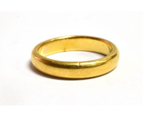 A 22 CARAT GOLD BAND RING  hallmarked for Birmingham 1927, ring size N, weight 6.2grams