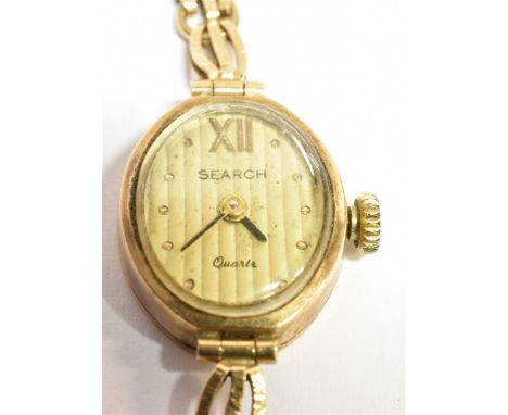 TWO LADIES WRISTWATCHES WITH 9CT GOLD BRACELET STRAPS Rotary dial measurement 1.8 cm X 1.3 cm gross weight 19g, search quartz