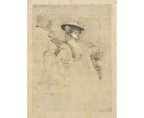 *Conder (Charles, 1868-1909). Seated Lady,  etching on laid paper, an artist's proof, signed in blue pencil, and marked 'Arti