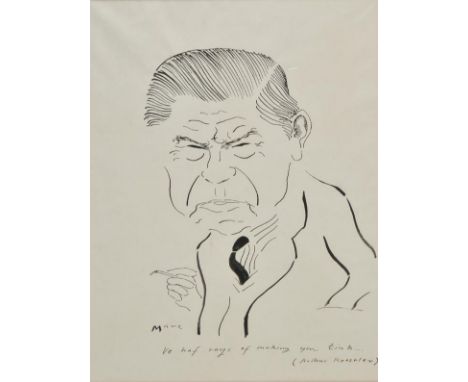 *Boxer (Mark, 1931-1988). Caricature of Arthur Koestler,  pen & black ink on paper, signed Marc, and inscribed below 'Ve haf 