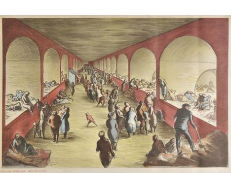 *Ardizzone (Edward, 1900-1979). Shelter Scene, 1941,  colour lithograph, printed by the Baynard Press, published by the Natio