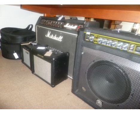 *Amplifier. Various electric amplifiers,  comprising Marshall 100 watt lead guitar amplifier, Craft Cruzer 10 watt, Kustom 25
