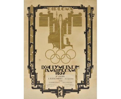 *[Laura Knight, 1877-1970]. Printed presentation certificate awarded to Laura Knight at the Amsterdam Olympic Games, 1928, li