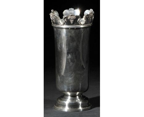 *Vase. An Edwardian silver vase by Daniel & John Welby, London 1907,  of tall slender form with shaped rim, 27cm high, approx