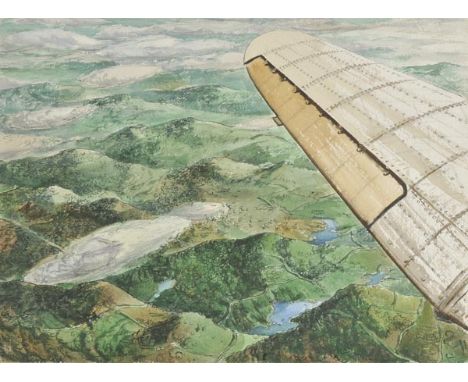 *Sauter (Rudolph Helmut, 1895-1977). View across the a wing, pen, ink and watercolour on heavy paper, initialled lower right,