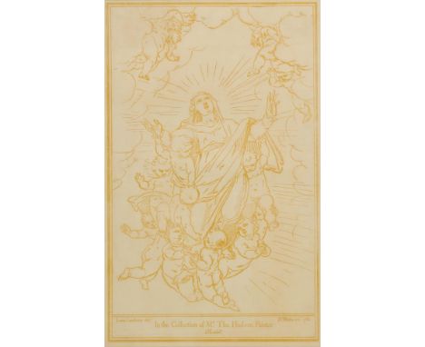 *Watts (Simon, active 1760-1780). The Assumption of the Virgin Mary (after Luca Cambiaso), 1763,  woodcut printed in ochre, o