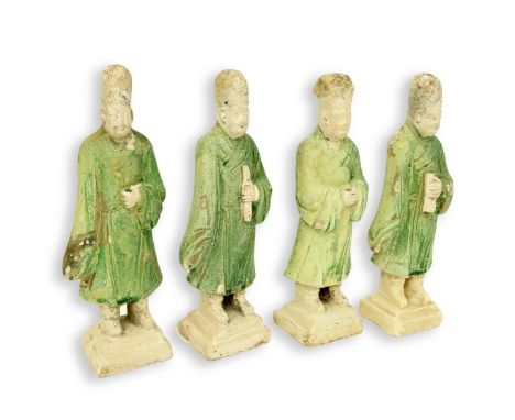 Four (4) Chinese Ming Dynasty (1368-1644 AD) Tomb Pottery Figures. Includes copy of original receipt and information sheets. 