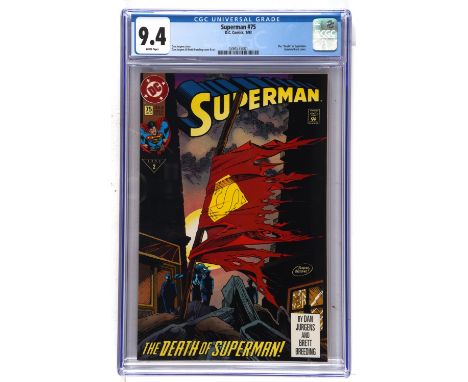 Superman No. 75 CGC Grade 9.4 featuring Death of Superman (DC Comics, 1993The "Death" of Superman. Classic DC issue. Gatefold
