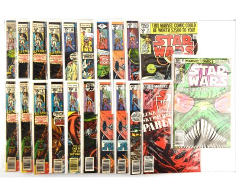 Star Wars: a group of 21 comics featuring early issues (Marvel comics, July 1977 onwards).Presenting early issues of the firs