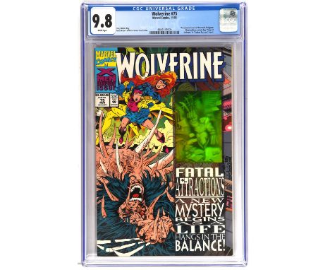 Wolverine No. 75 CGC Grade 9.8  featuring 1st appearance of Wolverine Bone claws (Marvel Comics, 1993).Wraparound Wolverine c