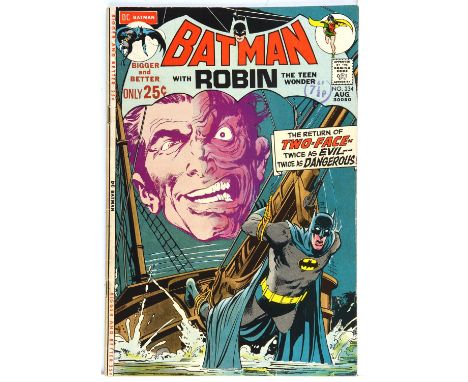 Batman No. 234 featuring the 1st silver-age appearance of Two-Face (DC Comics, 1971).Key DC 1st appearance issue featuring a 