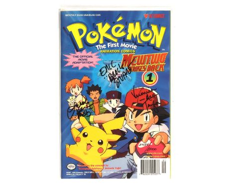 Pokemon The First Movie: Mewtwo Strikes Back No. 1 triple-signed by voice actors for Ash, Brock and Misty (Viz Comics, 2000).