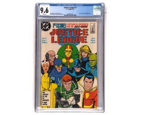 Justice League No. 1 CGC Grade 9.6 featuring first appearance of Maxwell Lord (Black King)(DC Comics, 1987).Creators: Keith G