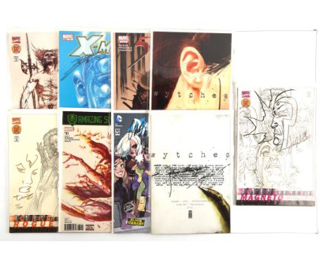 Signed Comics: a group of 8 comics signed by creators featuring COAs, some with original art remark sketches (1983 onwards).T