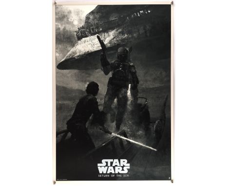 Star Wars Return of the Jedi: Skywalker Returns" Black and White variant screen art print, flat, Karl Fitzgerald artwork, edi