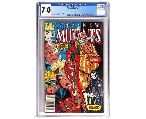 New Mutants No. 98 CGC Grade 7.0 featuring 1st appearance of Deadpool  Newsstand edition (Marvel Comics, 1991).1st appearance