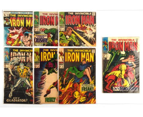 The Invincible Iron Man: a group of 7 early Silver-Age issues featuring 1st appearances and key issues (Marvel Comics, 1968 o