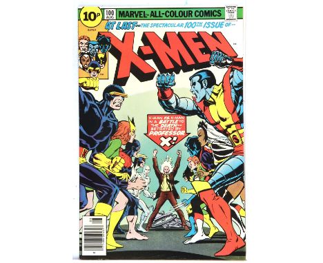 The Uncanny X-Men No. 100: a key anniversary milestone issue (Marvel Comics, 1976).Featuring theOldX-Men team vs theNewX-Men 