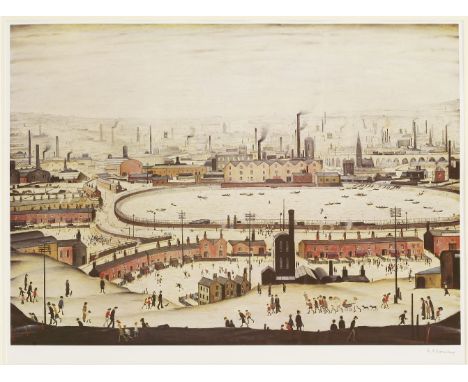 *After L S Lowry (British, 1887-1976)THE PONDOffset lithograph printed in colours, 1974, signed in pencil, from the edition o