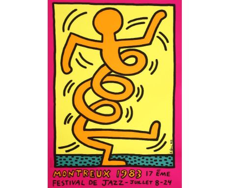 Keith Haring (American, 1958-1990)MONTREUX JAZZ FESTIVALScreenprint in colours, 1983, signed and dated within the print, prin