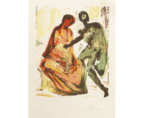 *Salvador Dalí (Spanish, 1904-1989)ANTOINE ET CLÉOPÂTRE Lithograph printed in colours, 1979, from the 'Les Amoureux' suite, s