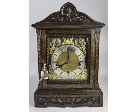 Richard Et CIe Paris, London Fine Dark Oak Bracket Clock. c.1880-1900. 3 Train Movement with Five Gongs and Hammers Westminst