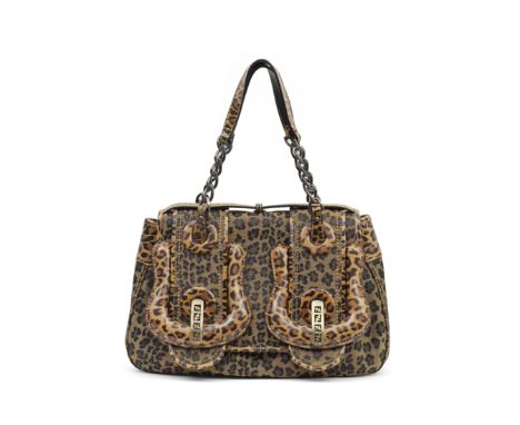 FENDI: A LEOPARD PRINT B BUCKLE BAGLeopard print fabric with patent leather leopard print trim and brushed gold tone hardware