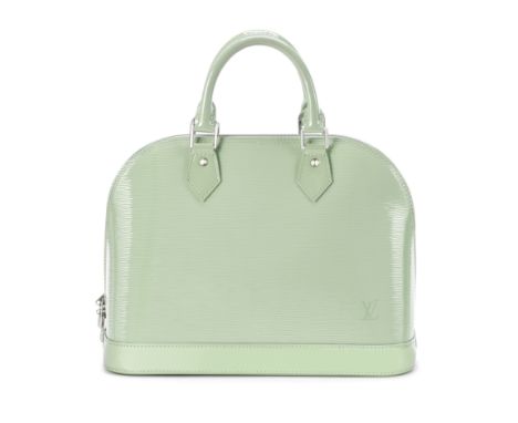 LOUIS VUITTON: AN AMANDE ELECTRIC EPI LEATHER ALMA PM2012Glossy light green Epi leather with two rolled handles, tonal alcant