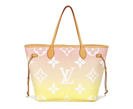 LOUIS VUITTON: A LIGHT PINK MONOGRAM GIANT 'BY THE POOL' NEVERFULL MM2021Gradient pastel yellow to pink coated canvas with gi