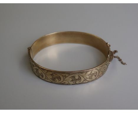 Gold plated engraved bangle 