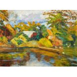 Otto Modersohn, Stürmischer Herbsttag an der Wümme im alten Dorf in Fischerhude