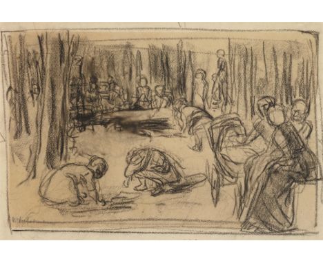 Max Liebermann, KinderspielplatzKreidezeichnung auf Zeichenpapier. 21 x 30,8 cm. Unten links mit Bleistift signiert 'MLieberm