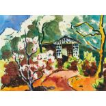 Karl Schmidt-Rottluff, Blühende Bäume und Gartenhäuschen