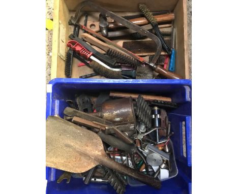 4 CARTONS OF MIXED MISC HAND TOOLS &amp; METAL TOOL BOX