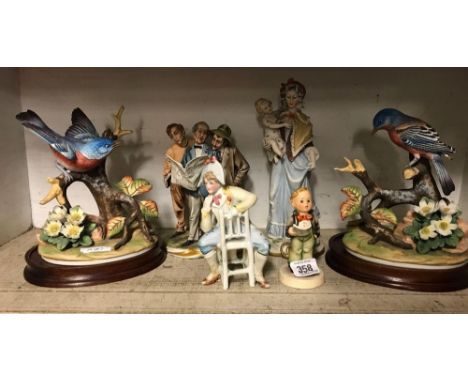 SHELF OF FIGURES, A HUMMEL FIGURE A/F ETC