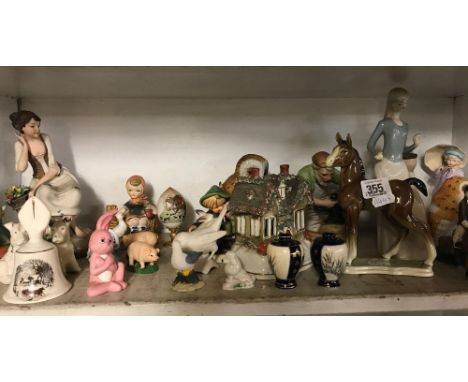 SHELF OF CHINA ANIMALS &amp; FIGURES ETC